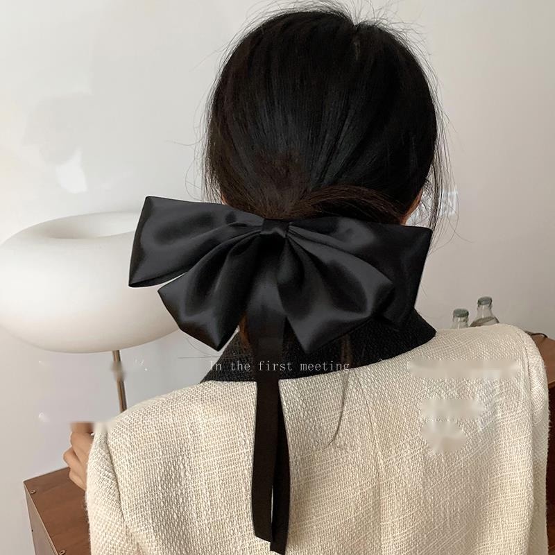 Kẹp Tóc Ruy Băng Nơ Màu Đen Xinh Xắn Thời Trang Cho Nữ