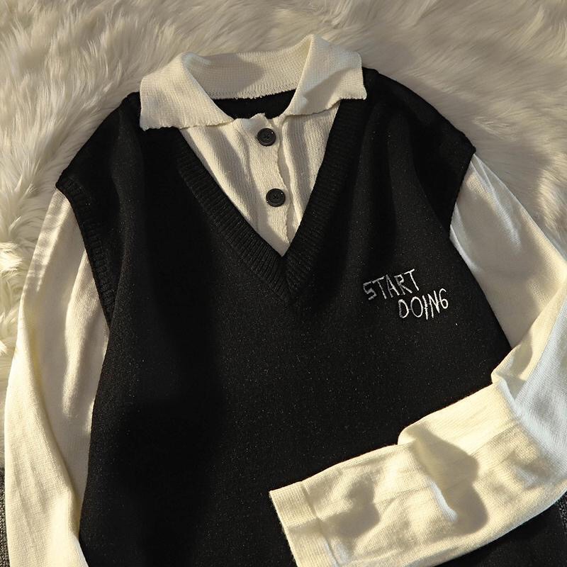 Áo Len Phối GiLe Unisex Thu Đông Nam Nữ