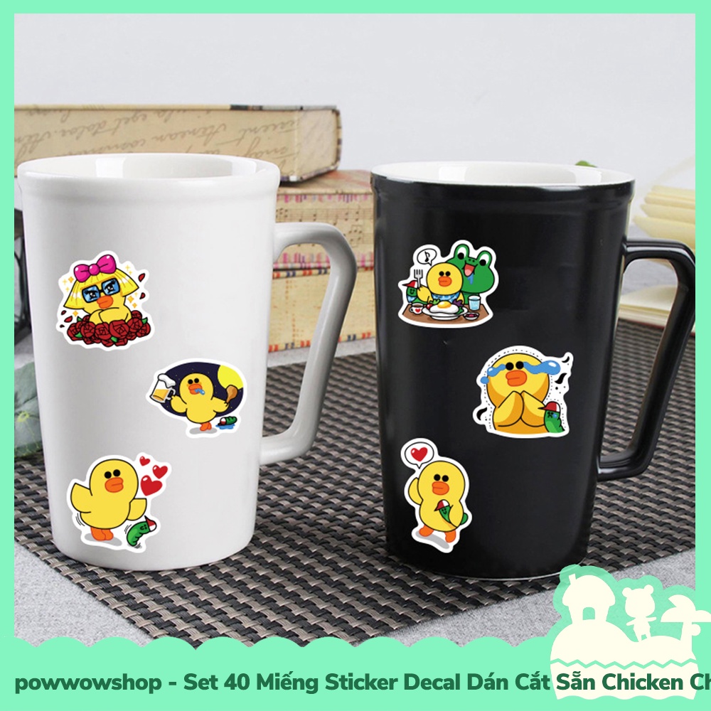 [Sẵn VN - Hỏa Tốc] Set 40 Miếng Sticker Decal Cắt Sẵn DIY Dán Trang Trí Vật Dụng Mẫu Chicken Chip  &amp; Green Fox Funny