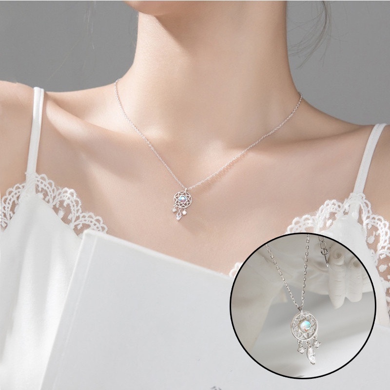 1 Vòng Cổ Choker Hình Dreamcatcher Rỗng Màu Bạc Thanh Lịch Cho Nữ