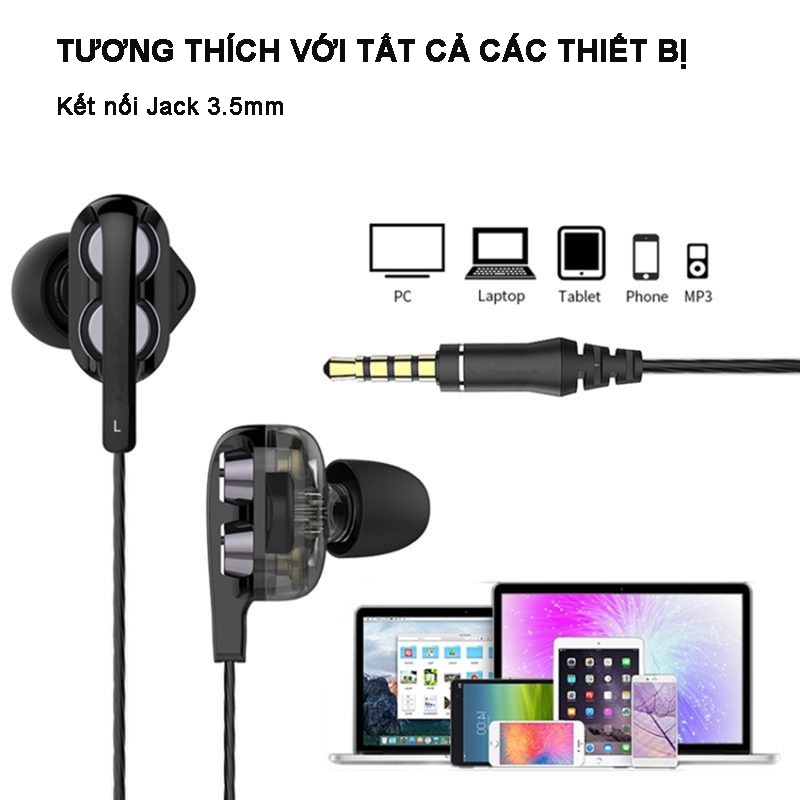 Tai Nghe Gaming A4 Chính Hãng Nhét Tai Chống Ồn Super Bass Có Mic Đàm Thoại