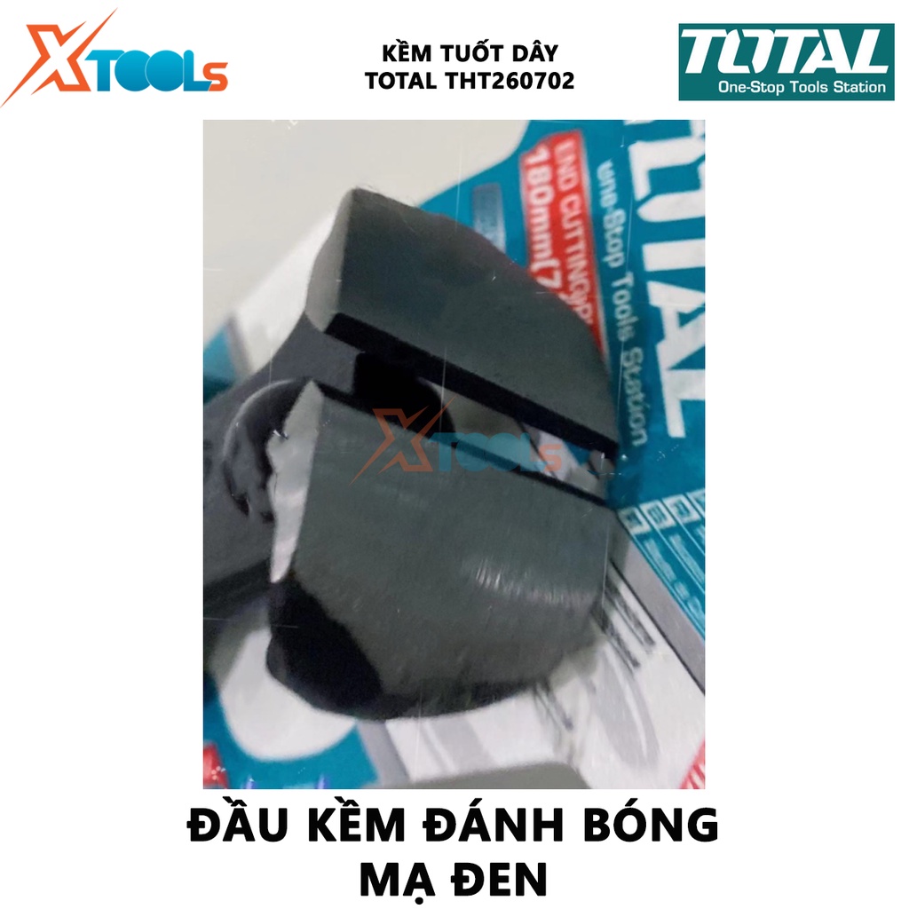 Kềm tuốt dây điện TOTAL THT260702 | kìm càng cua kích thước 7&quot; / 180mm, chất liệu lưỡi Cr-V đen bóng , tay cầm cách điện