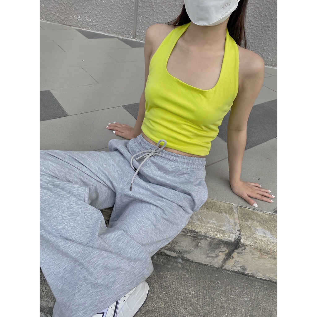 DOTTIE - Áo thun cổ yếm hở lưng nữ xanh neon T0378