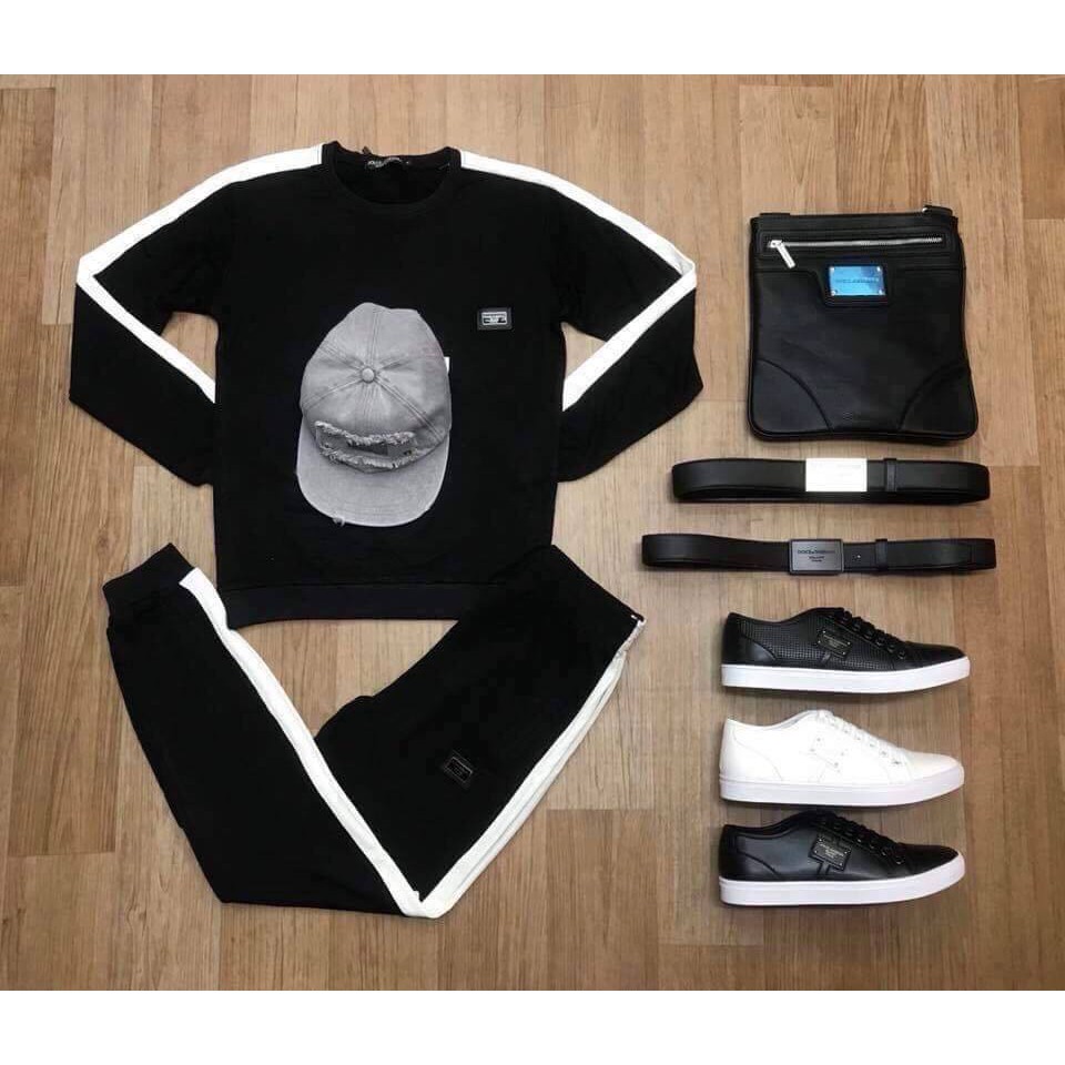 BỘ NỈ DG ĐEN SỌC TRẮNG