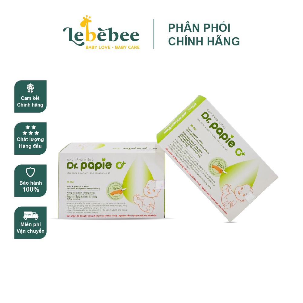 Gạc rơ lưỡi Dr.papie cho bé từ sơ sinh (30 gói/hộp)