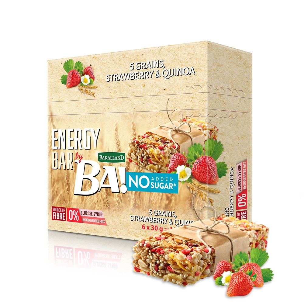 (2 vị) Thanh ngũ cốc Bakalland Energy Bar hộp 180gr (6 thanh)