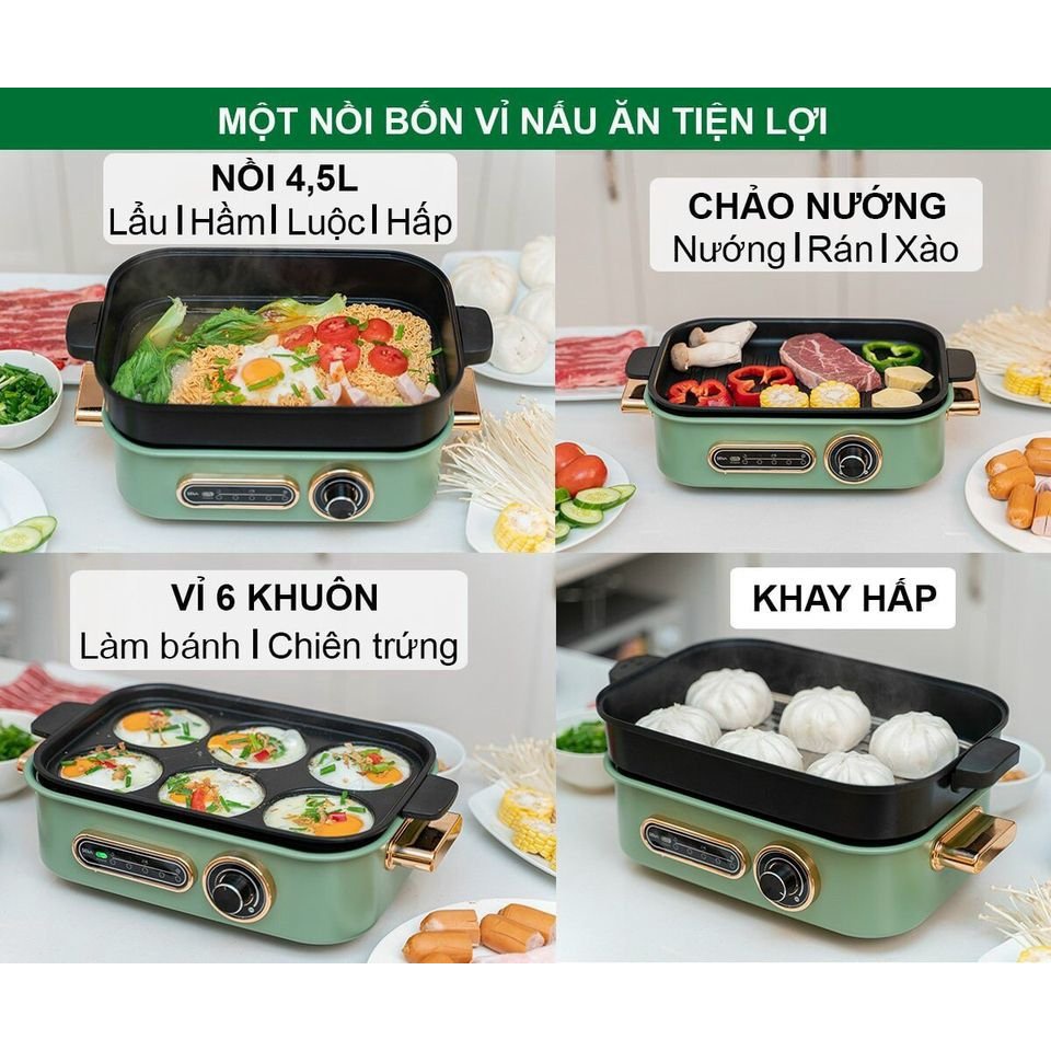 Nồi Lẩu Nướng Đa Năng 4 Trong 1 SEKA SK86 Thiết Kế Thông Minh Bảo Hành 12 Tháng