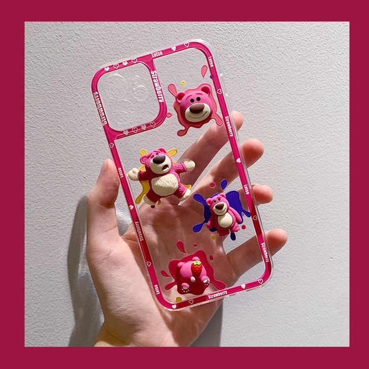 Ốp Điện Thoại In Hình Gấu Dâu Dễ Thương Cho Iphone 11/12/11Pro/Max X/XS/XR/SE 7P/8plus