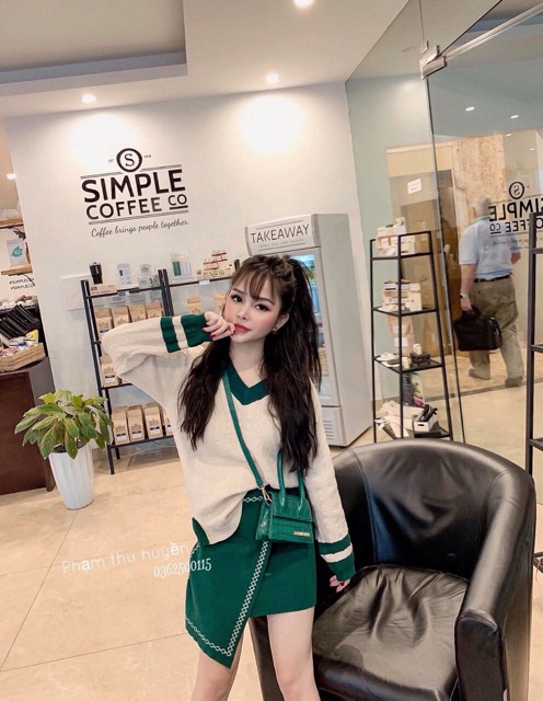 SET LEN MĨX CHÂN VÁY XANH CỰC HOT