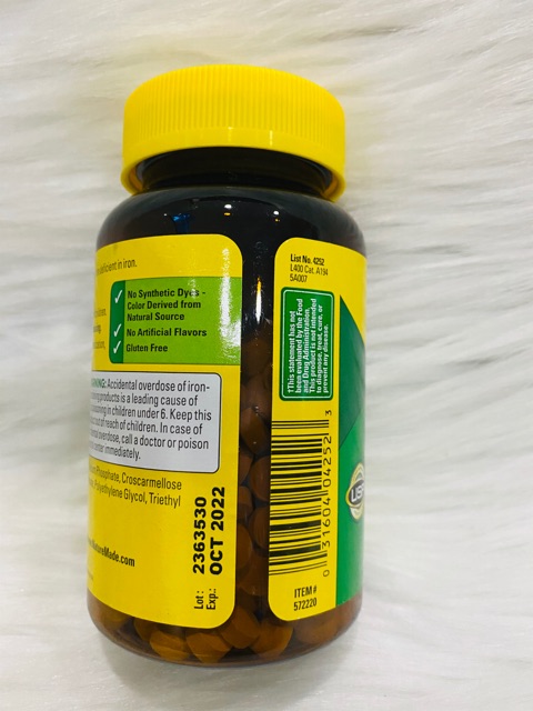 [Date 2023]-Viên uống bổ sung sắt Iron nature made 65mg của Mỹ | Thế Giới Skin Care