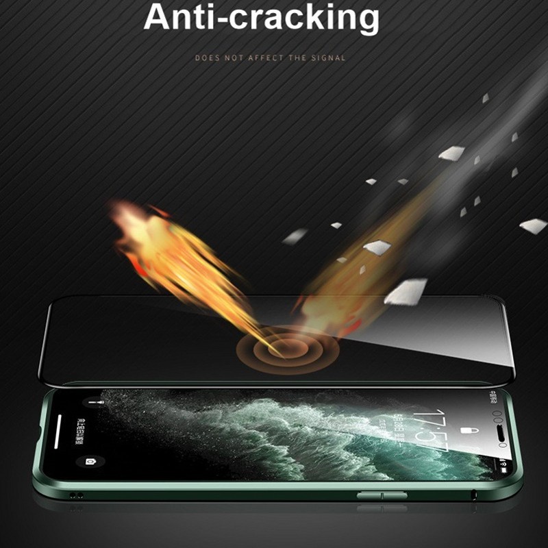Ốp Điện Thoại Kính Cường Lực Hai Mặt Có Khóa Kim Loại Nam Châm Bảo Vệ camera Cho iPhone 11 Pro MAX 11 Pro 11 XS MAX XR XS X
