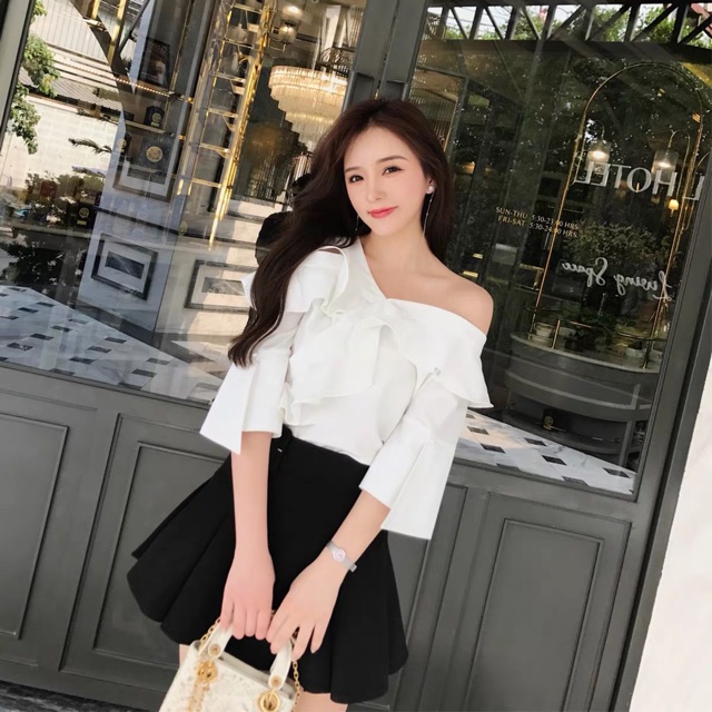 Áo trễ vai nữ bánh bèo Thucucstore Áo hở vai phong cách tiểu thơ Hàn Quốc hàng Quảng Châu SM02