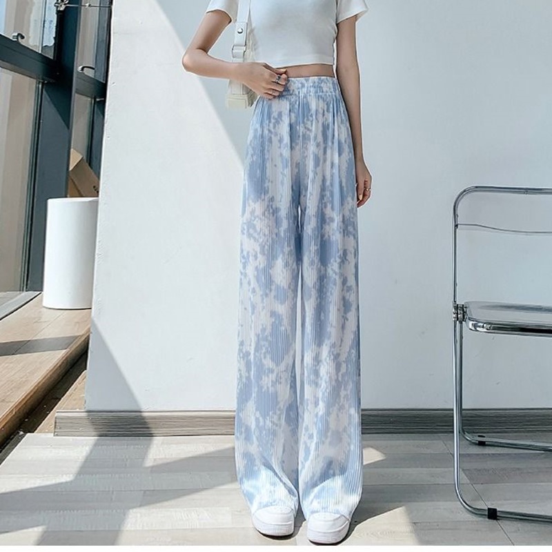 Quần Dài Họa Tiết Màu Nhuộm Cá Tính 168524 Quần Dài Ống Rộng Lưng Cao Tôn Dáng Cổ Điển Thời Trang