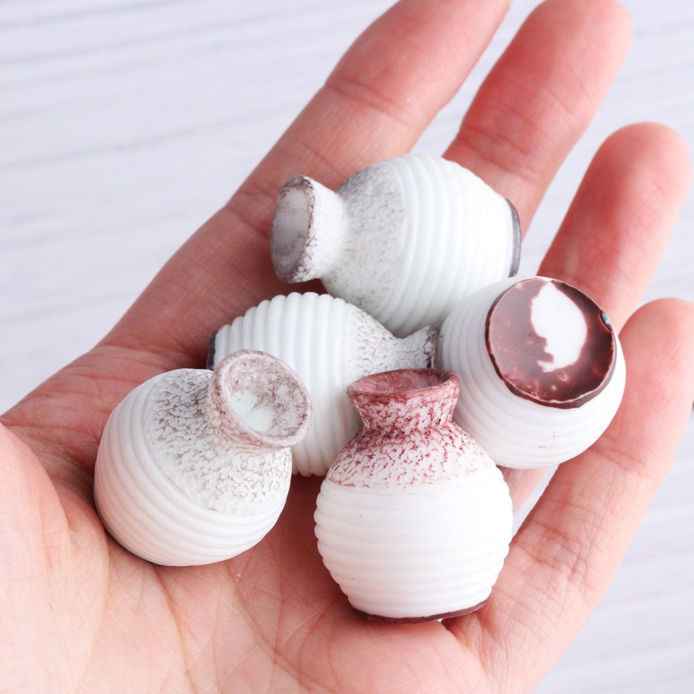 Set 5 Mô Hình Bình Hoa Mini Bằng Nhựa Resin Dùng Trang Trí Tiểu Cảnh Diy