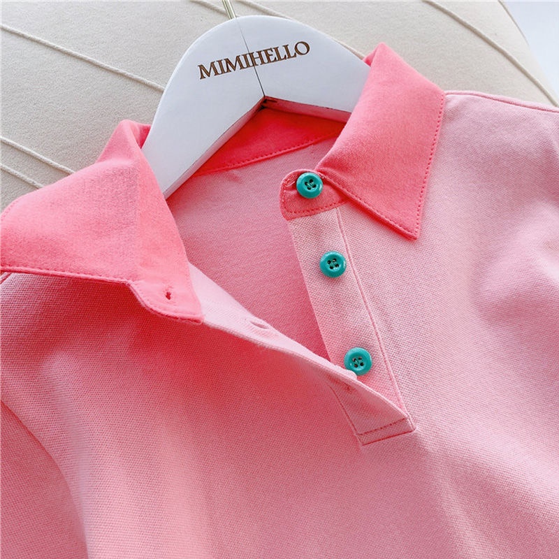 Áo polo 100% Cotton Tay Ngắn Thời Trang Dành Cho Bé Gái