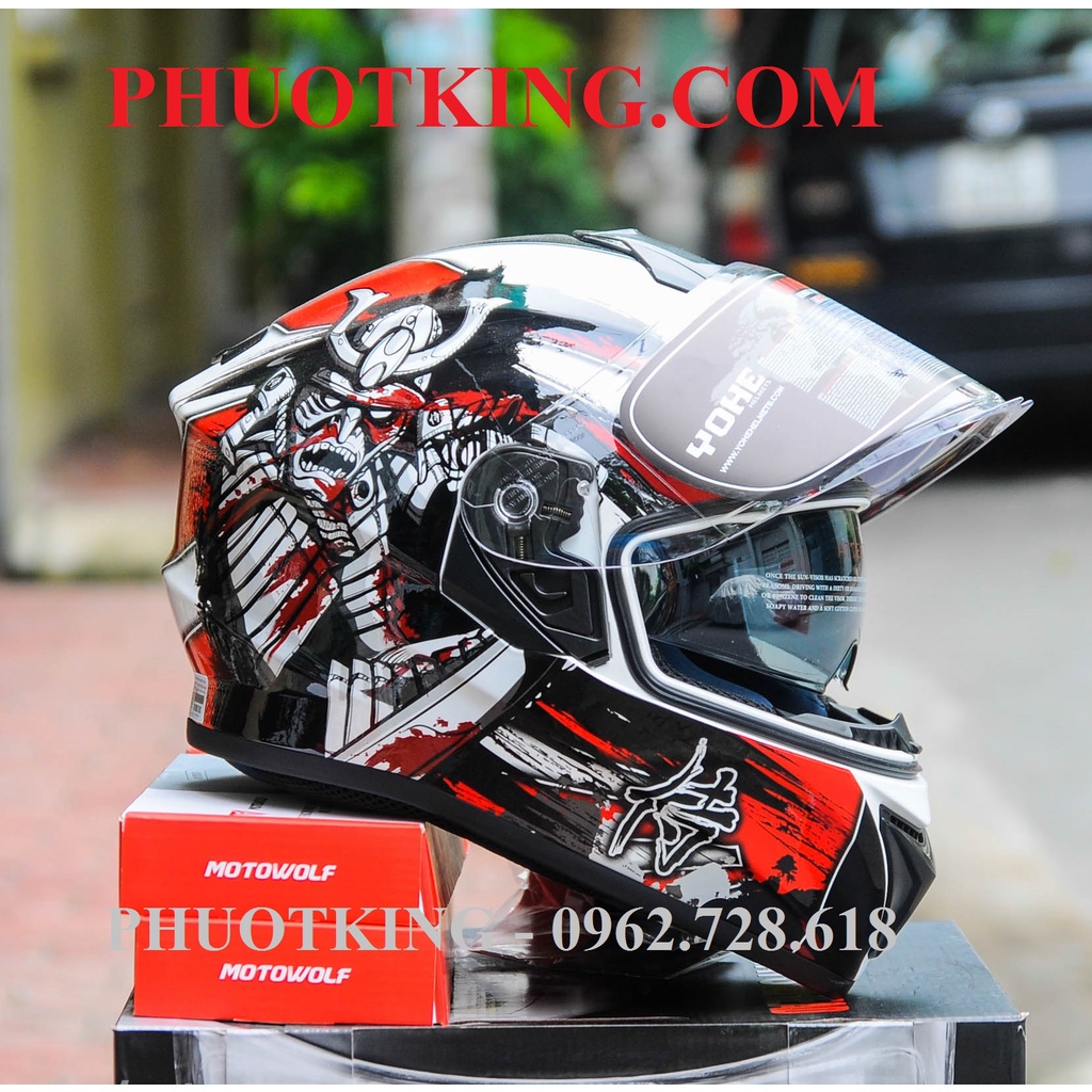 Mũ fullface YOHE981 SAMURAI- YOHE 981 JOKER 2 kính chính hãng