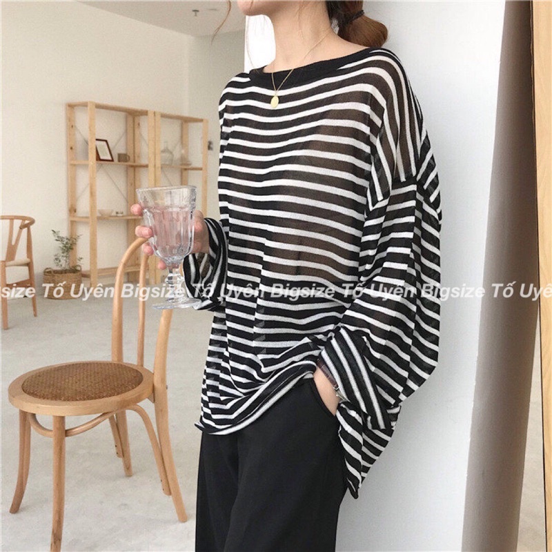 (Bigsize 50-80kg) Áo Kẻ Sole Dài Tay Basic Phong Cách Vintager Hottrend 2021