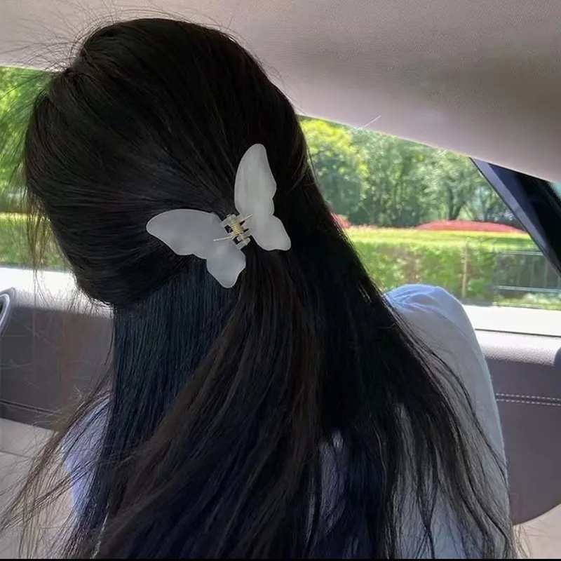 Kẹp tóc càng cua Hàn Quốc hình bướm nhựa nhám xinh xắn cho nữ YOS