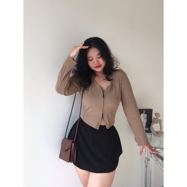 ◙▫▼ áo croptop nữ khóa kéo hai đầu cực sexy cho nàng bigsize FATTYTA CR11 | BigBuy360 - bigbuy360.vn