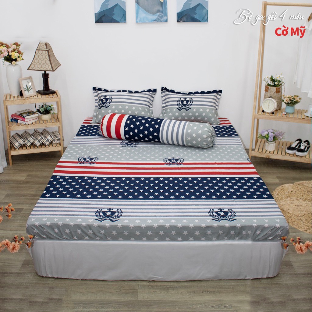 Bộ Ga Gối 4 món - Drap giường cao cấp - 1 Ga + 2 vỏ gối nằm + 1 vỏ gối ôm - M2/M6/M8/2M2 - Ga gối NguyetBedding | BigBuy360 - bigbuy360.vn