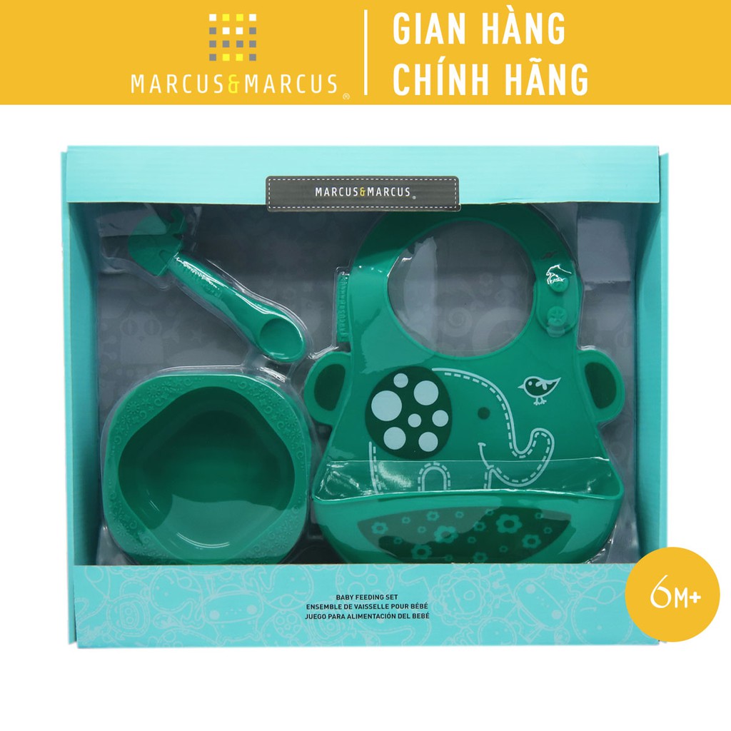 Bộ đồ dùng ăn dặm silicon Baby Marcus &amp; Marcus, cho bé từ 6 tháng - Ollie