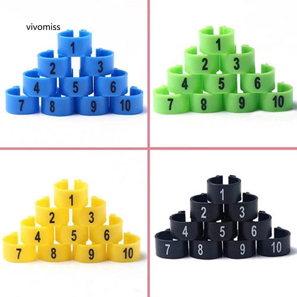 Bộ 100 vòng nhựa đeo chân chim cảnh có đánh số