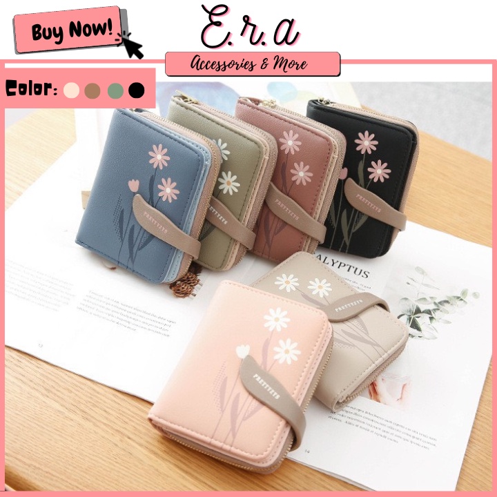 Ví/ Bóp Ngắn Cầm Tay Cho Nữ ERASHOP 079787 - Đựng Tiền/ Để Thẻ Hoa Cúc Nắp Prettyzys, Nhiều Ngăn, Rẻ Đẹp