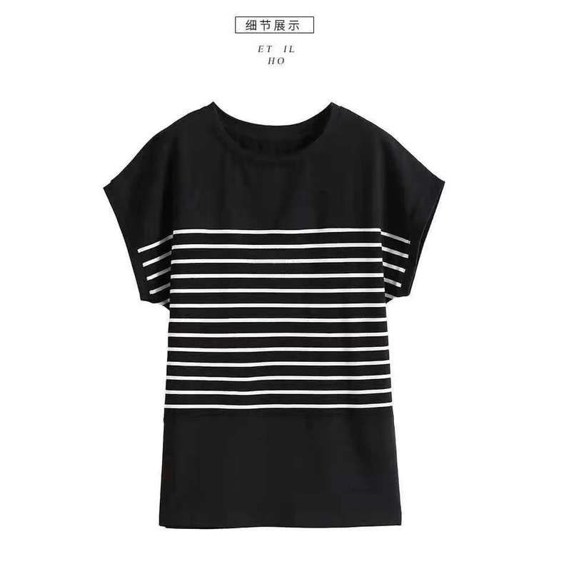 Thời Trang Áo Thun Tay Ngắn Dáng Rộng Họa Tiết Kẻ Sọc Có Size Lớn Dành Cho Nữ
