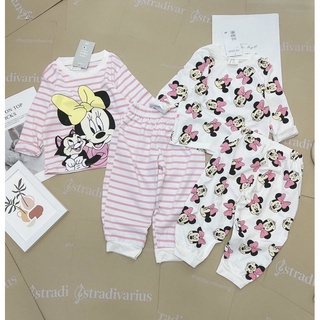 Set 2 bộ mickey kẻ hồng dành cho bé