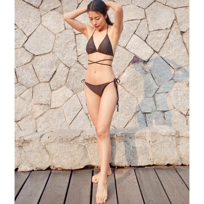 Bikini 2 mảnh màu nâu tây cực chất kèm ảnh thật