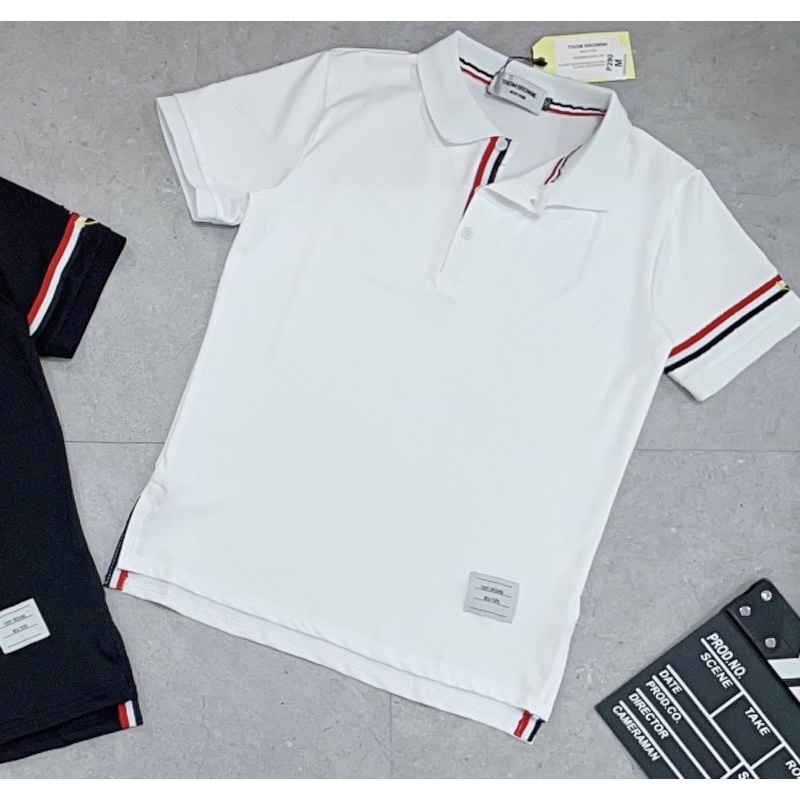 Áo polo có họa tiết kẻ viền thời trang nam, Áo cộc tay mùa hè có cổ phong cách hàn quốc btshop từ 45 đến 75 kg