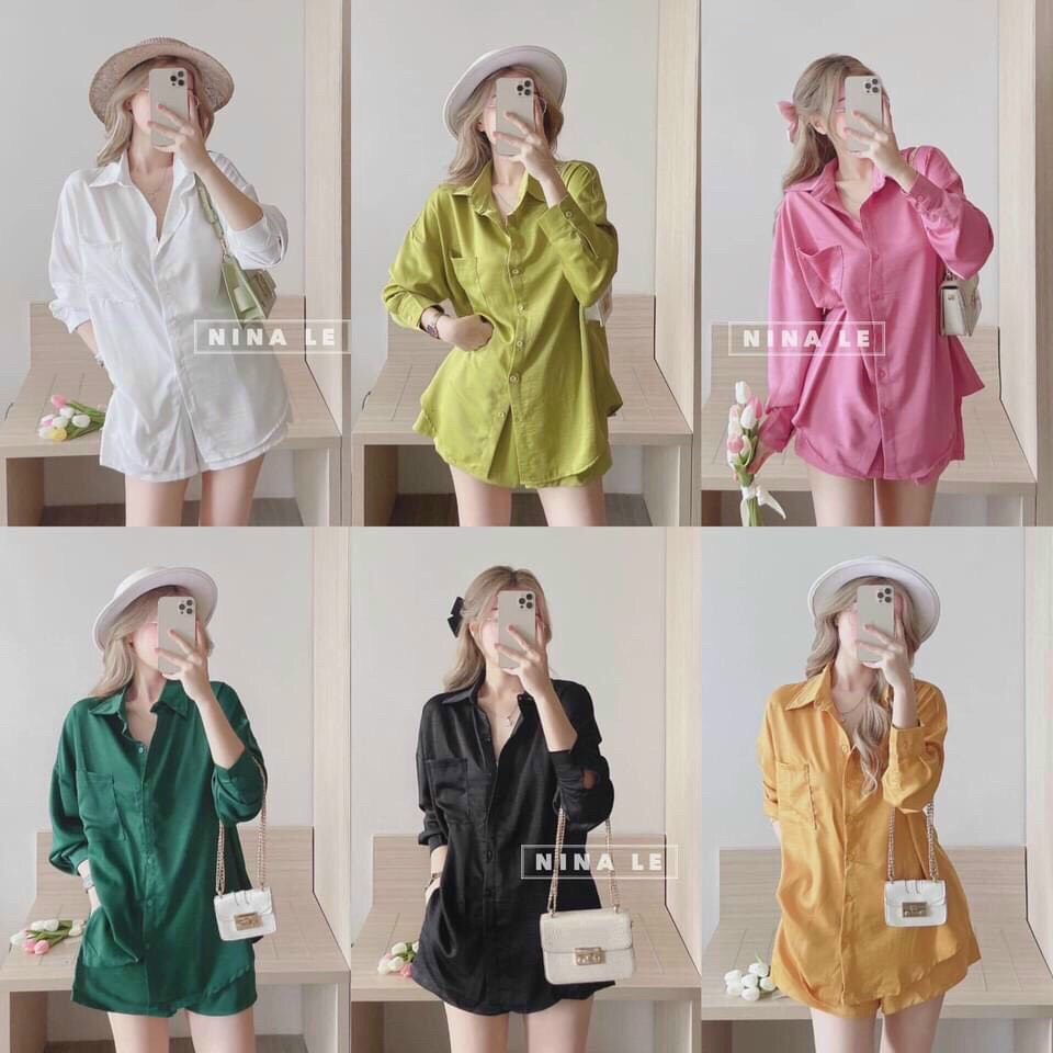 [ Miễn Phí Ship 2022 ] Set bộ tuyết nhung cổ sơ mi form dáng rộng kiểu dáng Hàn Quốc