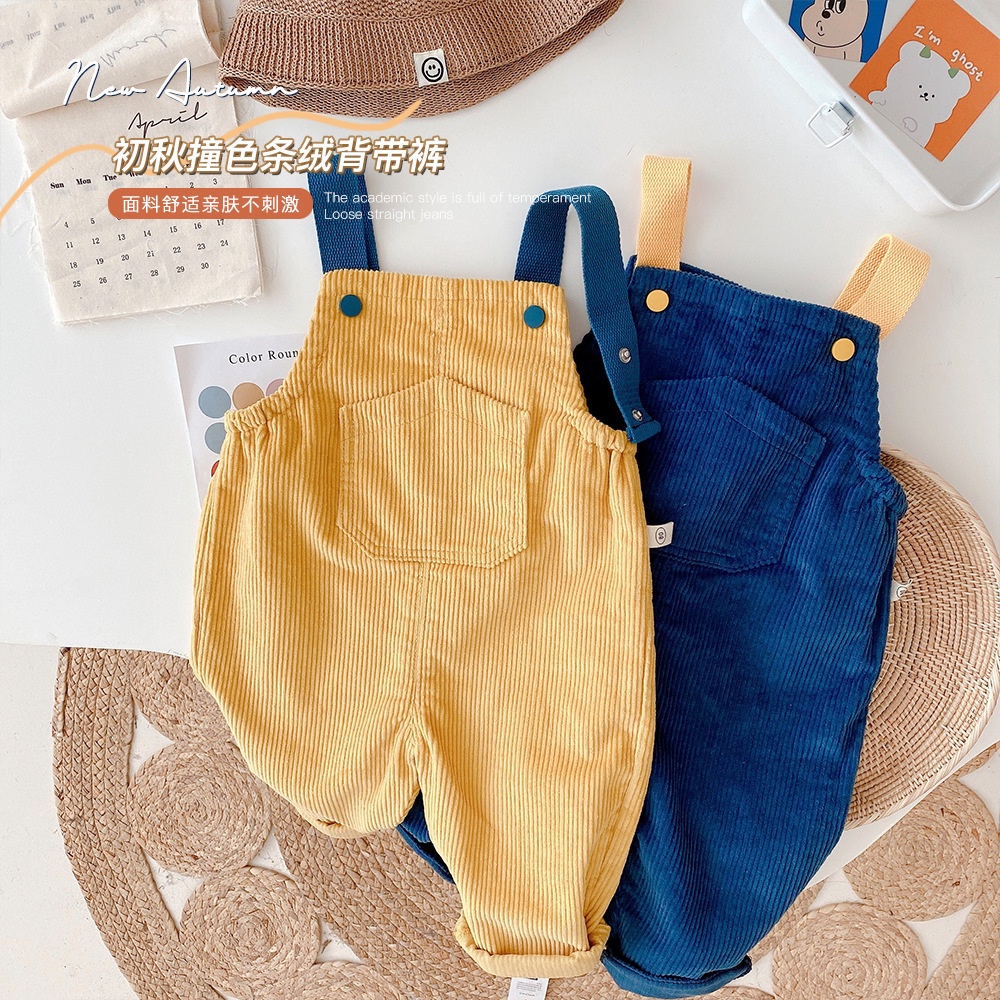 Autumn Spring Baby Girls and Boys Corduroy Solid Overalls