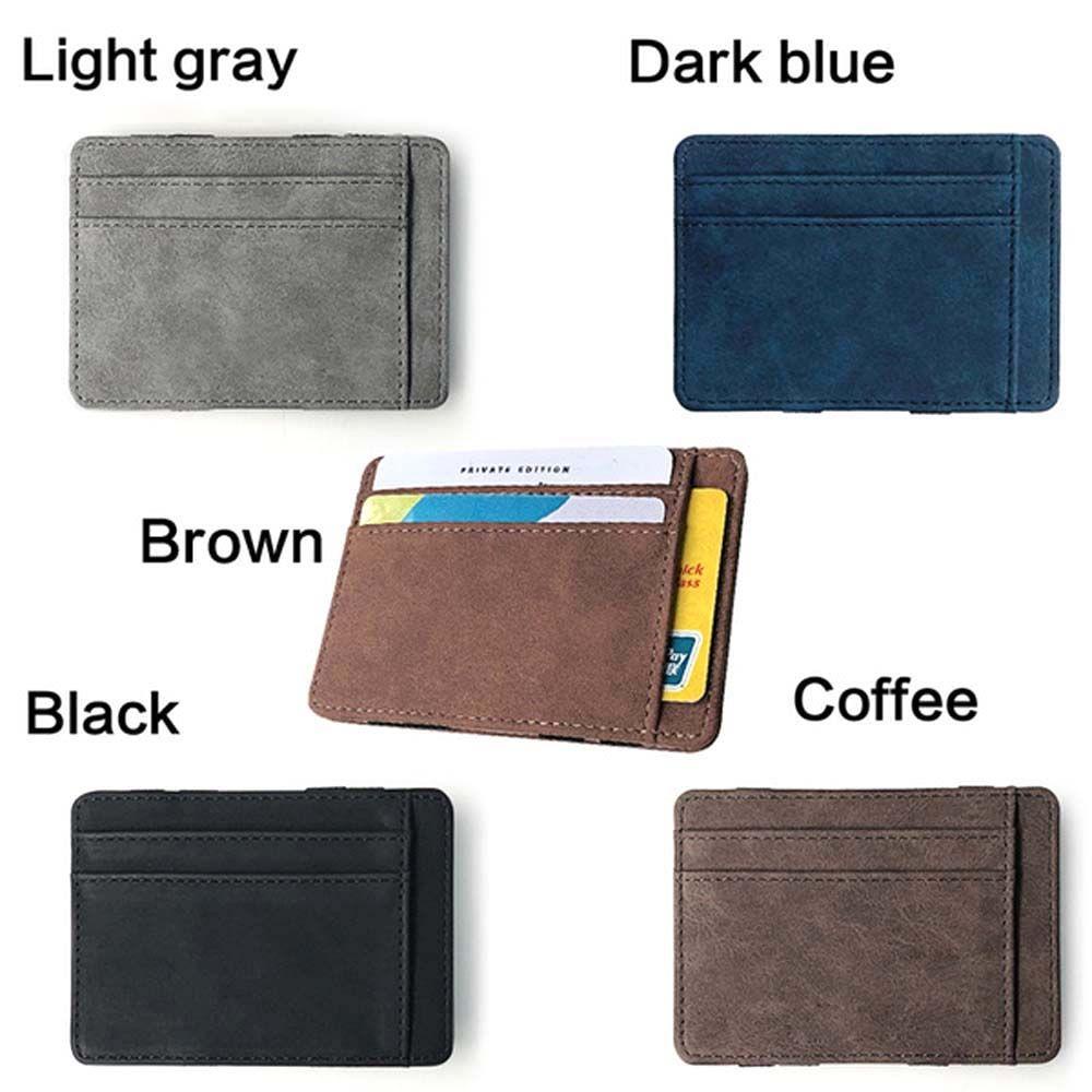 NEEDWAY Mini Magic Money Clip Multi Slot Men Card Holder Slim Wallet Zipper Bag Coin Purse Card Case Business Card Cover PU Leather Coin Pocket ID Card Holder/Multicolor