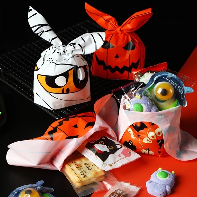Set 50 Túi Đựng Bánh Kẹo Tự Làm Hình Bí Ngô Halloween