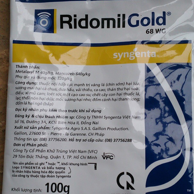 Thuốc Trừ Nấm Bệnh Cho Cây Trồng Ridomil Gold 68WP (Gói 100g) - VTNN Bắc Từ Liêm