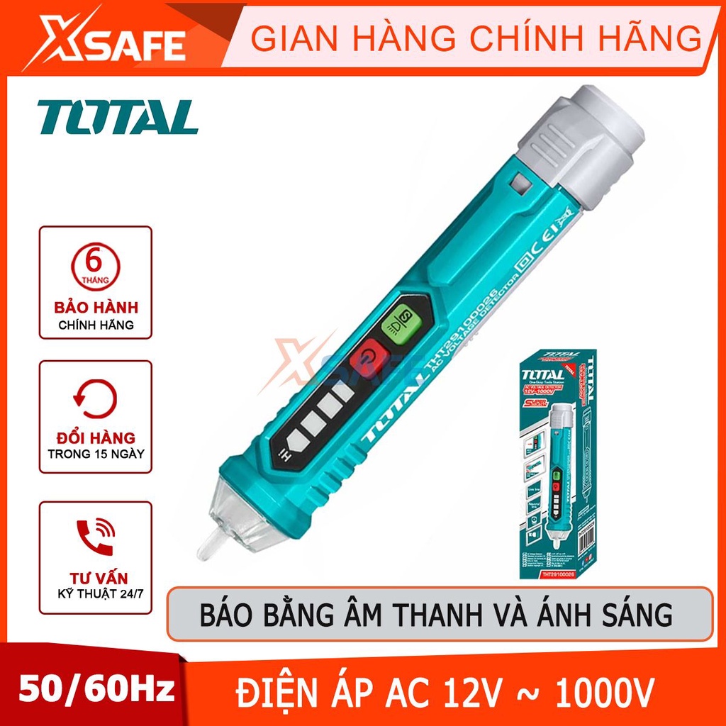 Đầu dò điện áp AC TOTAL THT29100026 12-1000V, độ nhạy cao, báo động bằng âm thanh và ánh sáng, chỉ báo pin yếu