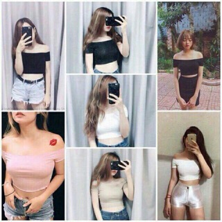 Áo croptop bẹt vai