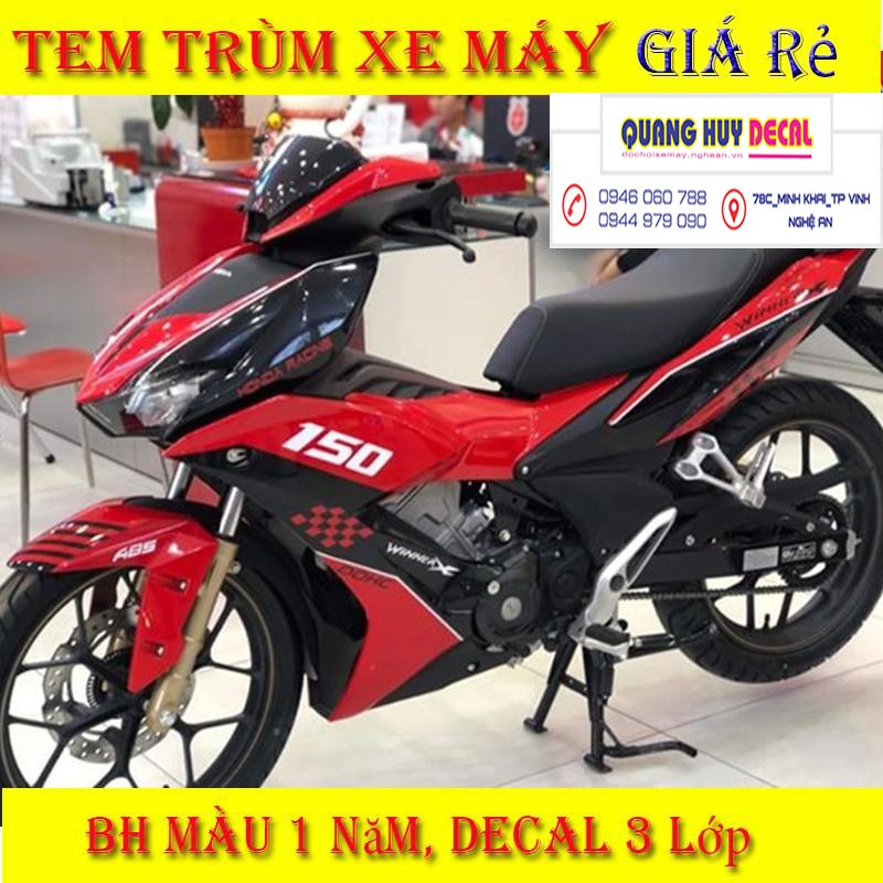 Tem trùm ♦FREESHIP♦ Winner X đỏ đen thể thao, độ dán team decal xe thiết kế rẻ đẹp theo yêu cầu