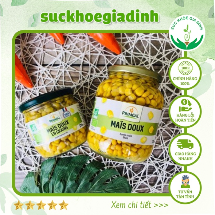 Ngô Ngọt Hữu Cơ Primeal 370 &amp; 720ml