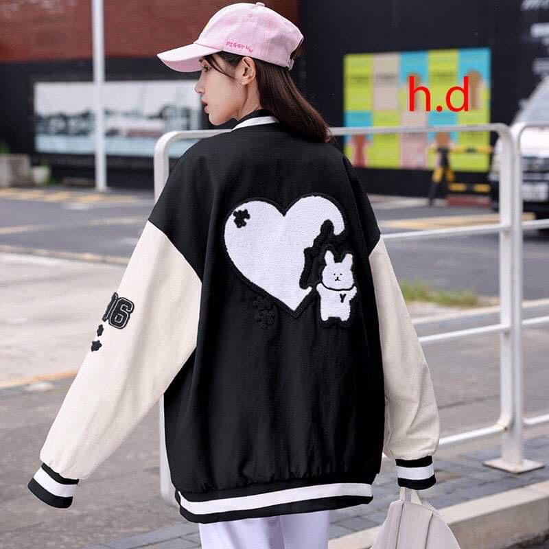 Áo bomber Trái Tim Mèo😍Chất gió  ni mềm😍hàng 1 lớp cổ, tay áo và gấu áo có bo dệt xịn😍freesize 50kg😍phong cách hàn quốc | BigBuy360 - bigbuy360.vn