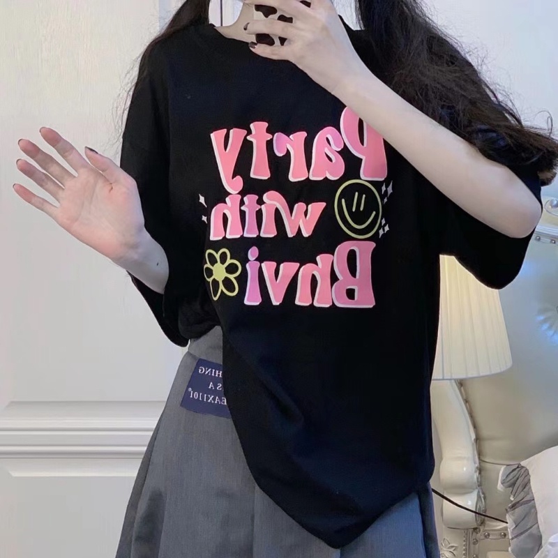 NRVP Áo Thun Cotton Tay Ngắn Cổ Tròn Màu Trơn Thời Trang Dành Cho Nữ