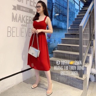 Đầm maxi voan đan dây lưng kèm mút + Ảnh thật