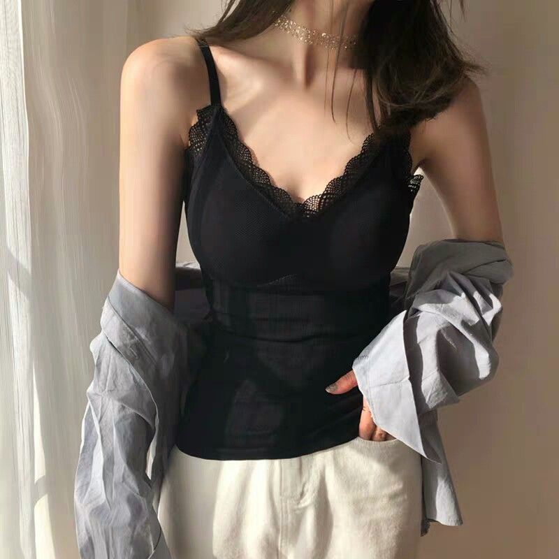 Áo bra giữ nhiệt len tăm hai dây nâng ngực áo dáng dài ms3328