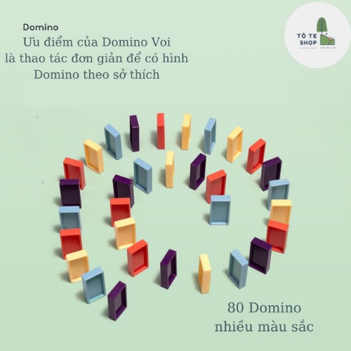 Đồ chơi xe domino hình con voi cực dễ thương, xe thả domino tự động dành cho các bé