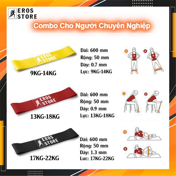 Dây kháng lực tập gym đa năng dây miniband tập mông đùi chính hãng EROS