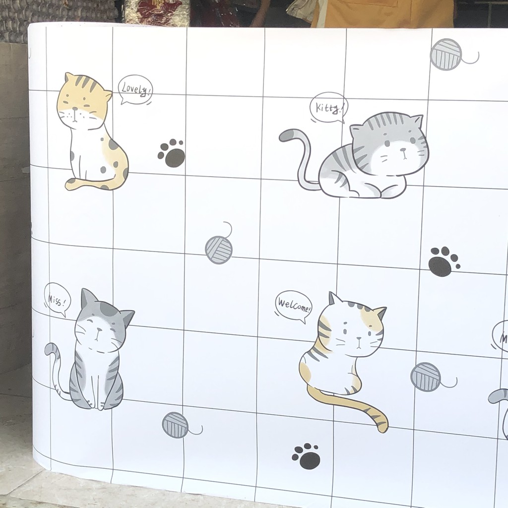 1 mét decal dán tường bếp NHỮNG CHÚ MÈO khổ 60cm keo sẵn