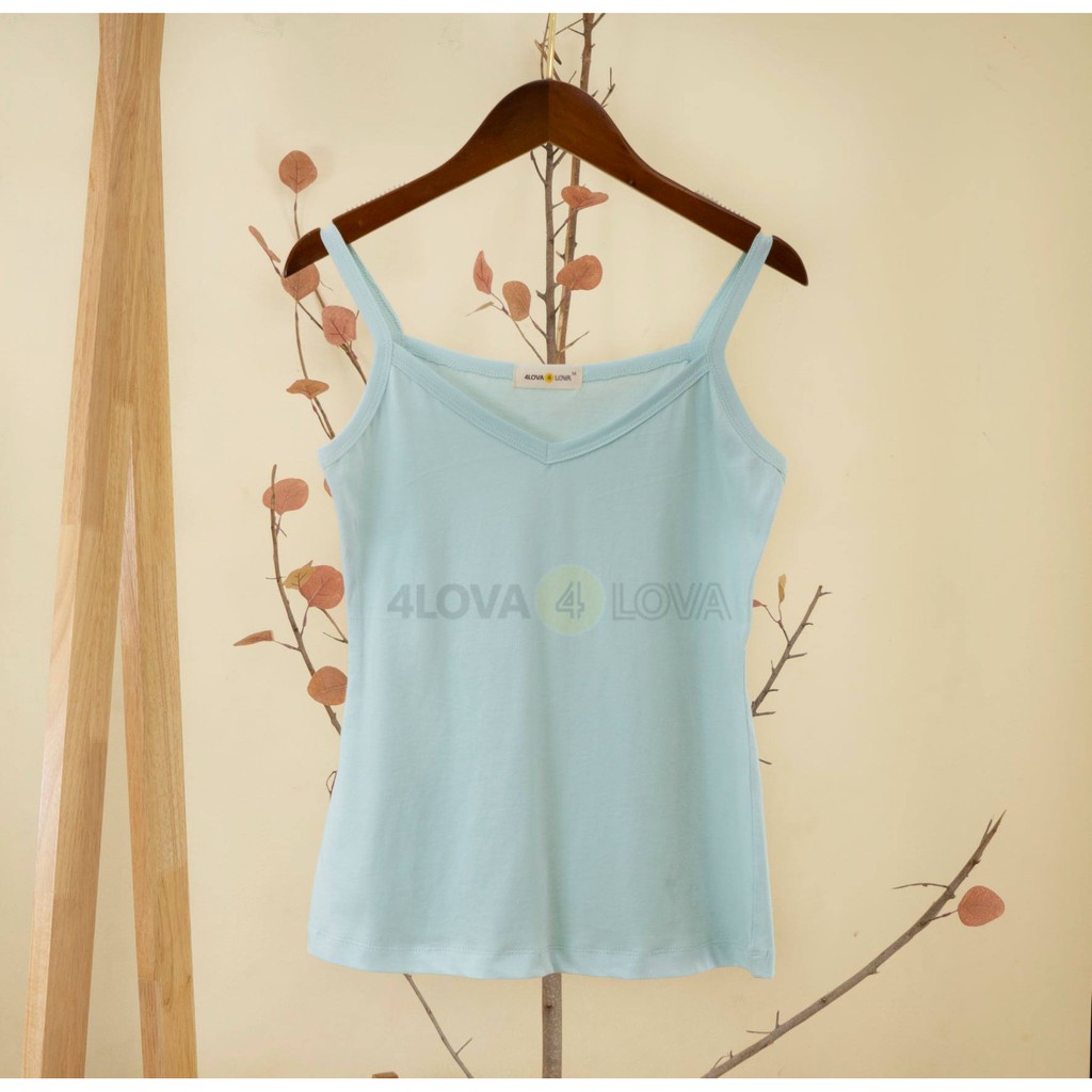 Áo 2 dây nữ cổ tim 4LOVA dây thun 100% cotton dáng ôm mềm mại thanh lịch thời trang | BigBuy360 - bigbuy360.vn