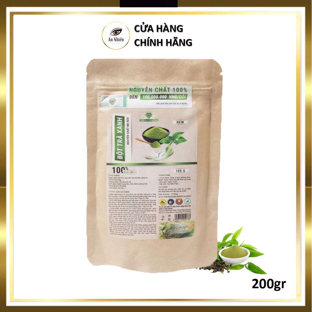 Bột Trà Xanh Matcha Nguyên Chất Mẹ Ken 200gr [Đắp Mặt Cho Da Mụn, Làm Đẹp Da Và Làm Bánh An Nhiên]