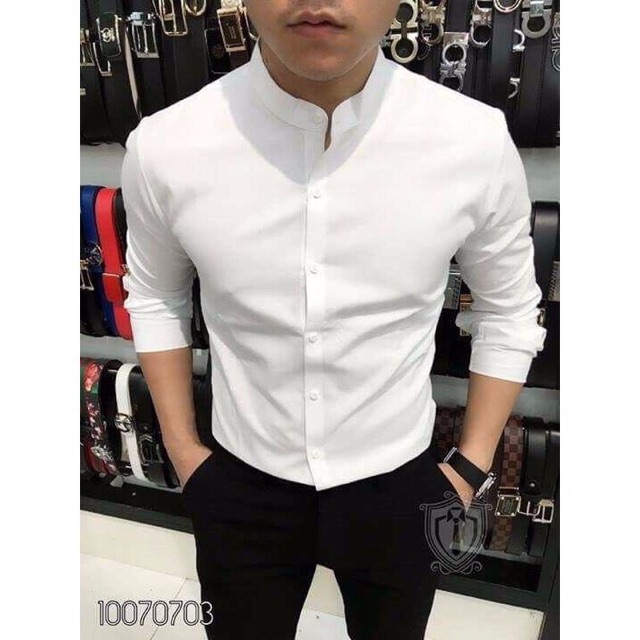 Sơ mi nam cổ tàu dài tay nhiều màu thoáng mát lịch sự đẳng cấp